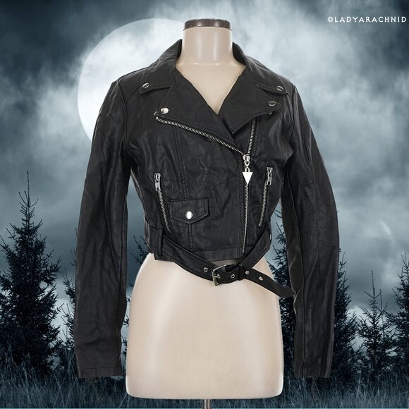DOLLS KILL Widow Love in Vein vegan leather moto jacket - Picture 2 of 8